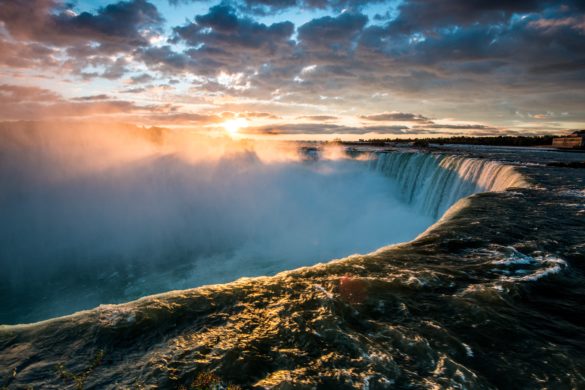 Niagara Falls at sunset.