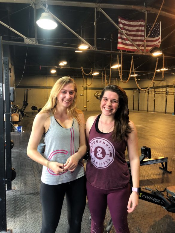 Steph and her au pair friend Steffi at the gym.